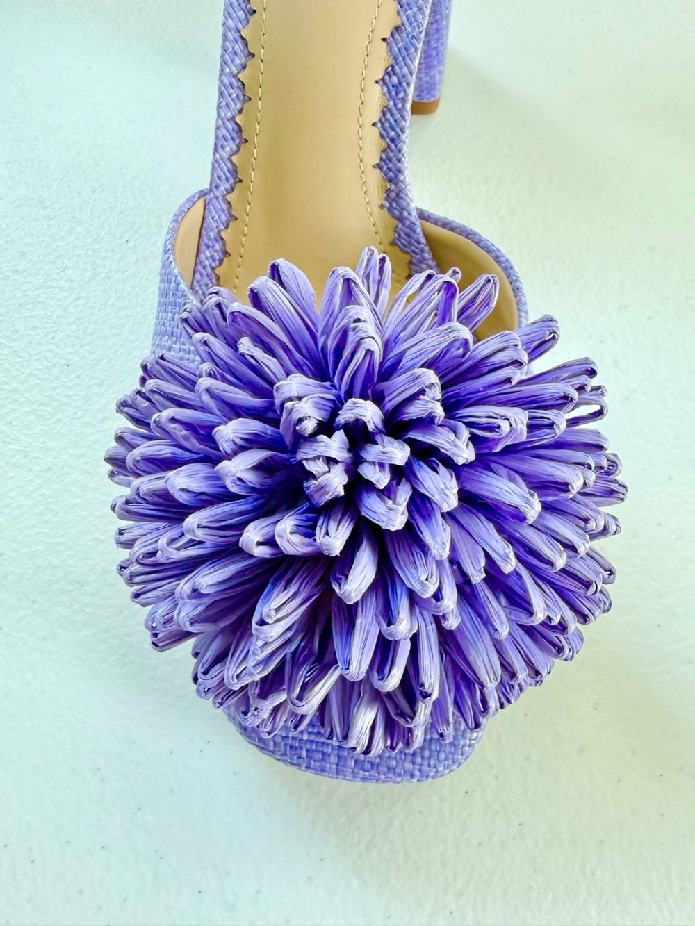 Antonio Melani Women Lavender Woven Block Heel Mule Raffia Flower Size 8.5 NWT - Picture 10 of 12